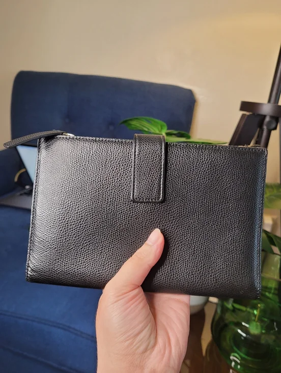 Everlane Black Pebbled Leather The Traveler Large Zippered Wallet Billfold - Picture 13 of 16